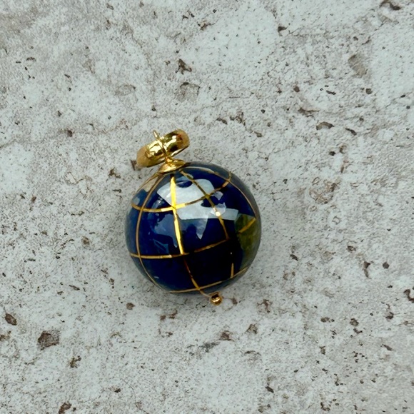 🌎 Michael Anthony 14K Yellow Gold Agate Jasper Abalone Shell Globe 🌍 pendant - Picture 2 of 7